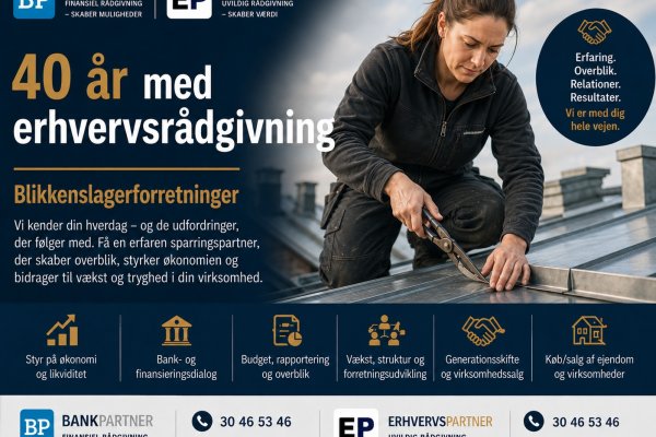 40 �r med erhvervsr�dgivning Blikkenslagerforretning